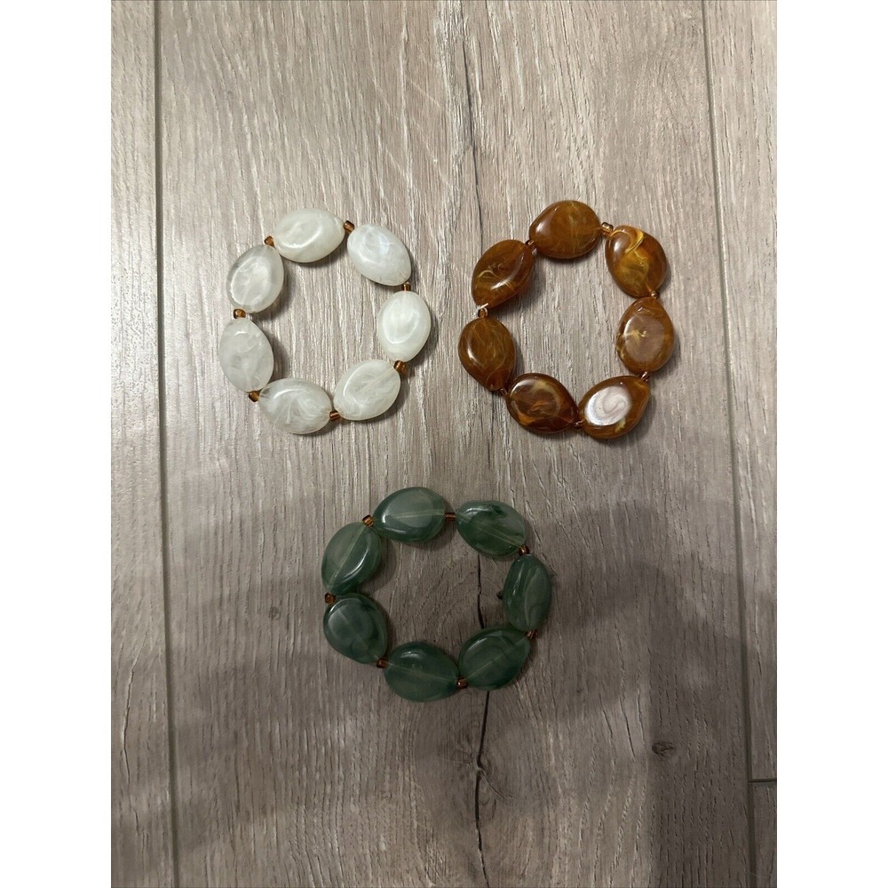 Vintage Boho Set of 3 Earth Toned Stretch Bracelets